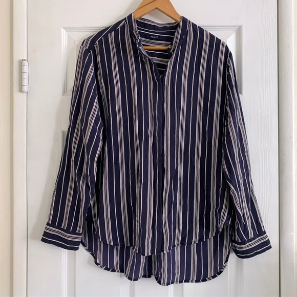 Madewell Mulberry Silk Striped Button Down Tunic - Picture 2 of 4